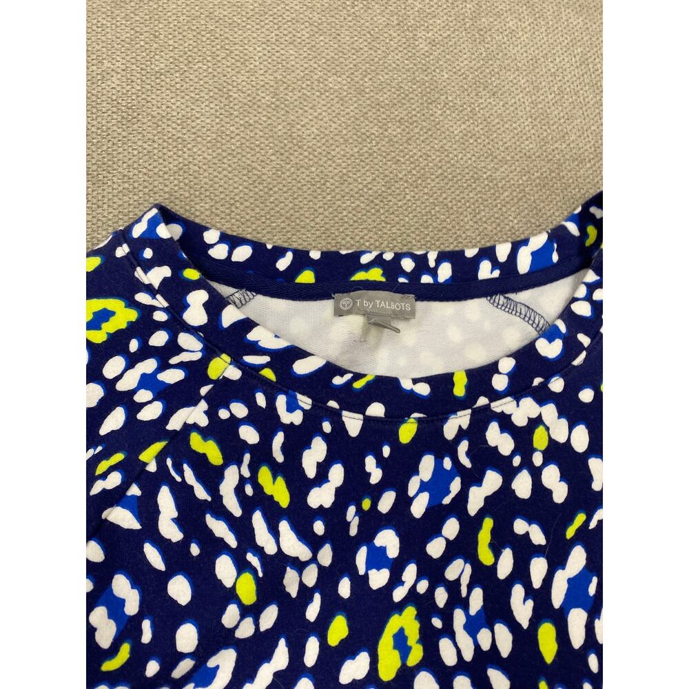 Talbots Terry Crewneck Pullover. Enchanting Animal Print, Large,  Blue Yellow - Picture 3 of 7